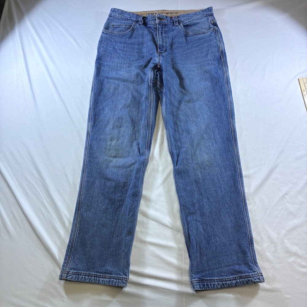 Duluth Trading Co Flex Ballroom Jeans Fleece Lined Relaxed Fit Blue 34x32